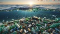 Free-floating industrial plastic waste in the ocean and on beaches, massively polluting coastal regions and waters