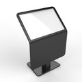 Free floor standing LCD touch screen kiosk. 3d render illustration.