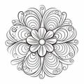 Free-flowing Swirls: Intricate Flower Coloring Page Vector Illustration