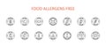 14 free food allergens icon. Vector set of 14 icons with editable stroke. Collection includes gluten, fish, egg, crustacean, Royalty Free Stock Photo