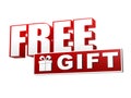 Free gift with present box symbol in red white banner - letters Royalty Free Stock Photo