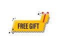 Free Gift yellow banner and tag. Gift box banner