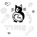 Free hand cat clock illustration Royalty Free Stock Photo