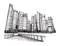 Free hand drawing sketch panoramic singapore city