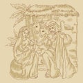 Free hand illustration of nativity of Jesus