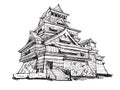 Free hand sketch World famous : Kumamoto castle Japan.