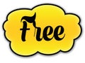 FREE handwritten on yellow cloud with white background