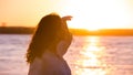 Free happy woman enjoying sunset Royalty Free Stock Photo