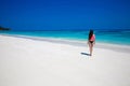 Free Happy Woman Enjoying tropical beach, girl walking on exotic Royalty Free Stock Photo
