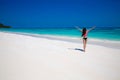 Free Happy Woman Enjoying tropical beach nature. Wellness. Travel. Summer outdoor portrait. Lifestyle. Bliss freedom concept. Royalty Free Stock Photo