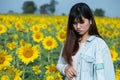 Free Happy young Woman Enjoying Nature. Beauty Girl Outdoor. smile and Enjoyment.. Royalty Free Stock Photo