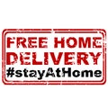 Free Home Delivery and Stay at Home rubber stamp Royalty Free Stock Photo