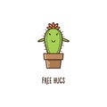 Free hugs. Cactus. Vector illustration.