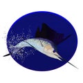 A free jumping solo sailfish blue circle