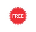 Free label. Red badge sticker. Promotion and advertising. Red Starburst Banner. Vector illustration Royalty Free Stock Photo