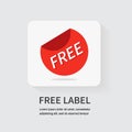 Free label. Red badge sticker. Promotion and advertising. Vector illustration Royalty Free Stock Photo