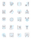 Free market linear icons set. Competition, Incentives, Profit, Consumer, Supply, Demand, Entrepreneur line vector and