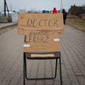 Free medical help from a doctor for Ukrainian refugees at the Medyka border in Poland