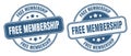 Free membership stamp. free membership label. round grunge sign