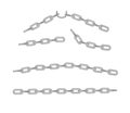 Free metal chain with whole or break steel chrome links. Collection of seamless metal chains colored silver. Vector