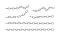 Free metal chain with whole or break steel chrome links. Collection of seamless metal chains colored silver. Vector