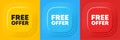 Free offer tag. Special offer sign. Neumorphic offer banners. Vector