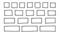 Free outline hand drawn vector squares, rectangles different sizes. Scribble rectangular frames set. Freehand square