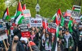 FREE PALESTINE protest demonstration, Marble Arch / Kensington, London, UK. Royalty Free Stock Photo