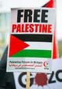 FREE PALESTINE protest demonstration, Marble Arch / Kensington, London, UK. Royalty Free Stock Photo