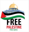 Free Palestine, Free Quds vector illustration