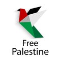 Free Palestine. Save Palestine concept vector illustration. Stop war. Pigeon of freedom flag of Palestine