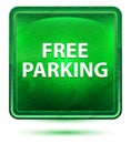 Free Parking Neon Light Green Square Button