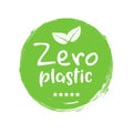 Free plastic 100 percent circle eco icon. Zero plastic badge green product label.