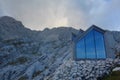 Free public mountain shelter Bivak pod Skuto near Skuta mountain, Kamnik-Savinja alps, Slovenia Royalty Free Stock Photo