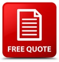 Free quote (page icon) red square button Royalty Free Stock Photo