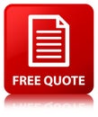 Free quote (page icon) red square button Royalty Free Stock Photo