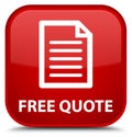 Free quote (page icon) special red square button Royalty Free Stock Photo