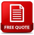 Free quote (page icon) red square button red ribbon in middle Royalty Free Stock Photo