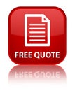Free quote (page icon) special red square button Royalty Free Stock Photo