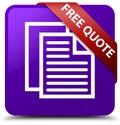 Free quote purple square button red ribbon in corner Royalty Free Stock Photo
