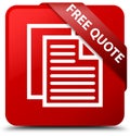 Free quote red square button red ribbon in corner Royalty Free Stock Photo