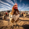 Free range chicken in farm