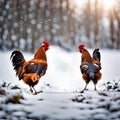 Free Range Chickens in Snowflakes