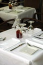 Free restaurant table on the street prepared for lunch Royalty Free Stock Photo