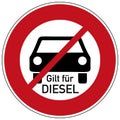 Diesel driving prohibited