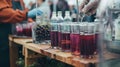 A free sample station allowing attendees to try different elderberry drinks and discover their favorites