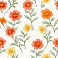 Free Seamless Pattern With Orange Flowers Vector Royalty Free Stock Photo