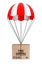 Free Shippimg Concept. Parachute with Box Royalty Free Stock Photo