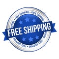 Free Shipping Badge Stamp. Shiny modern Seal isolated on white Background. Vector illustration Royalty Free Stock Photo