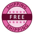 Free shipping. Pink free shipping label icon. Royalty Free Stock Photo